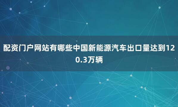 配资门户网站有哪些中国新能源汽车出口量达到120.3万辆